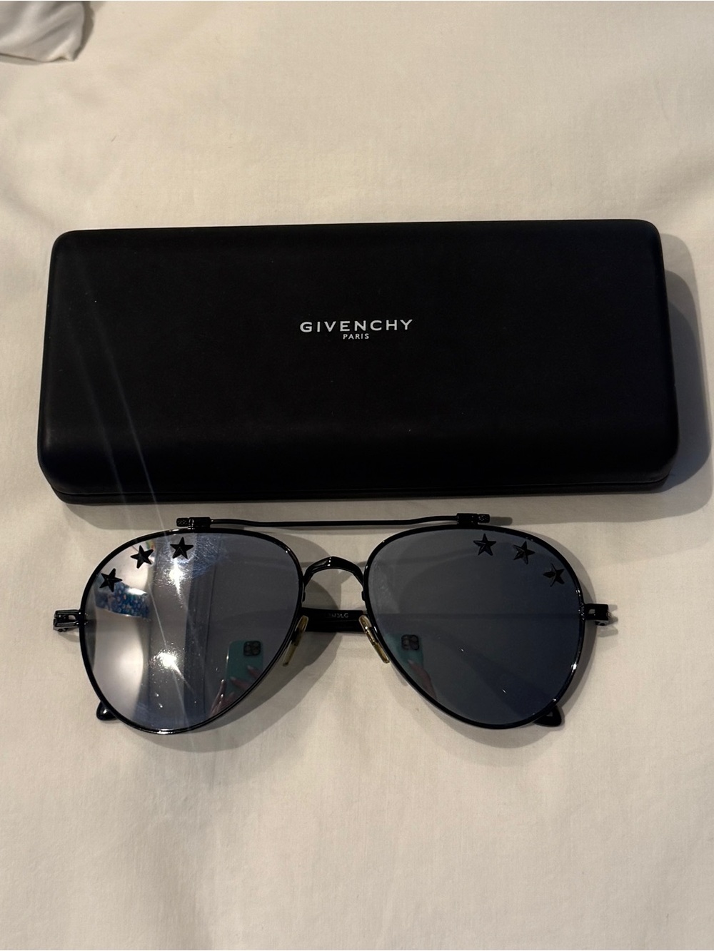 Givenchy Black Aviator Sunglasses with Star Detailing